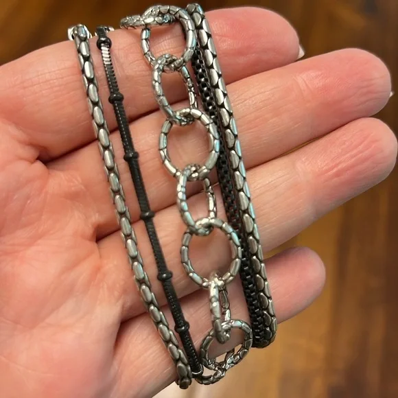 Brighton 5 strand bracelet. Silver toned with black accents. - Picture 7 of 7